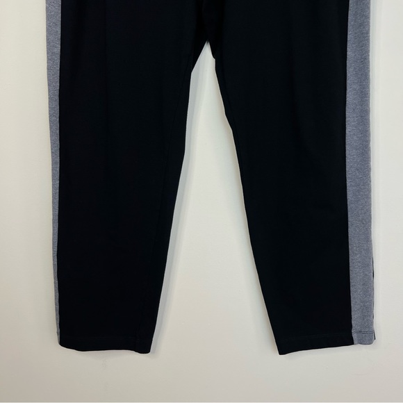Eileen Fisher Black Gray Stripe Organic Cotton Pull On Cropped Pants Size Large - Picture 4 of 7